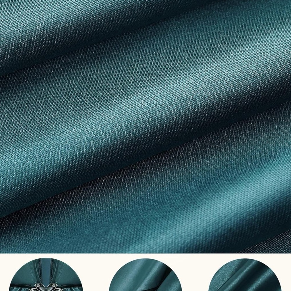 Elegant Teal Midi Dress with Embellished Detail - Picture 4 of 6